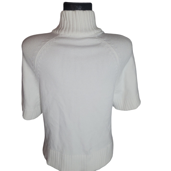 Coco Y Club White Short Sleeve Button-Up Mock Neck Sweater S - Picture 6 of 7